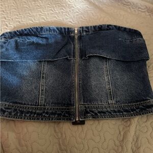 Fashion Nova Blue Denim Corset Top